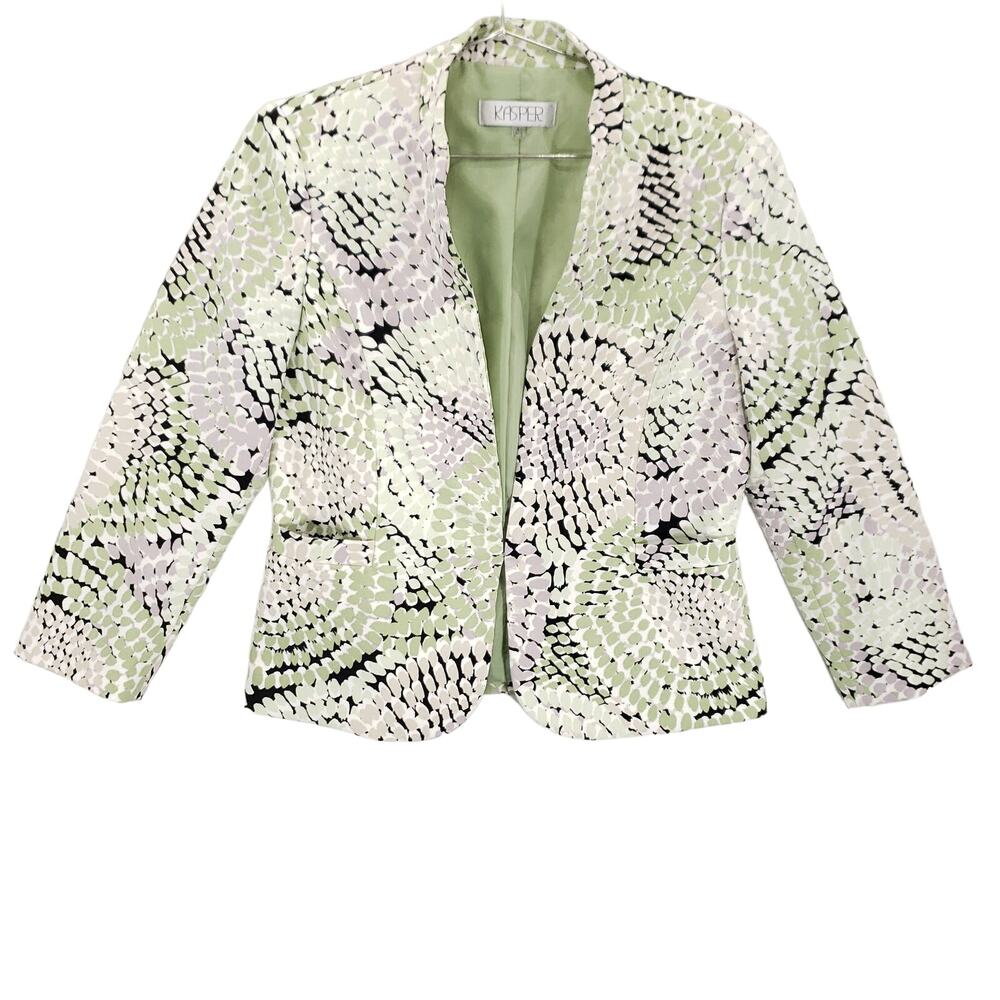 Kasper Blazer Women 4 Multicolor Geometric Hook & Eye Closure Elegant Jacket Top